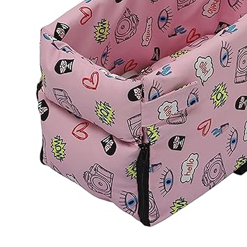 GAH Dog Carrier Bed Travel Soft Pet Car Seat Car Booster Kennel for Dogs Cats Letters Pattern