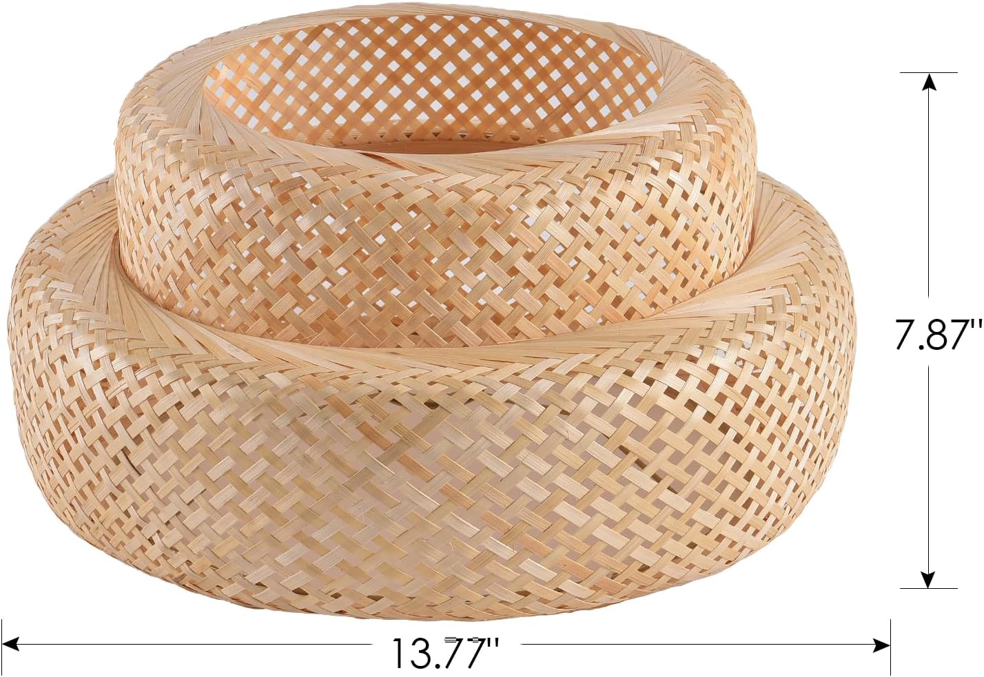 Bamboo Lamp Shade,Hand-Woven Bamboo Rattan Hanging Light Shade,13.77" Rattan Chandelier Shade for Dining Living Bedroom Kitchen Farmhouse 1-Pack