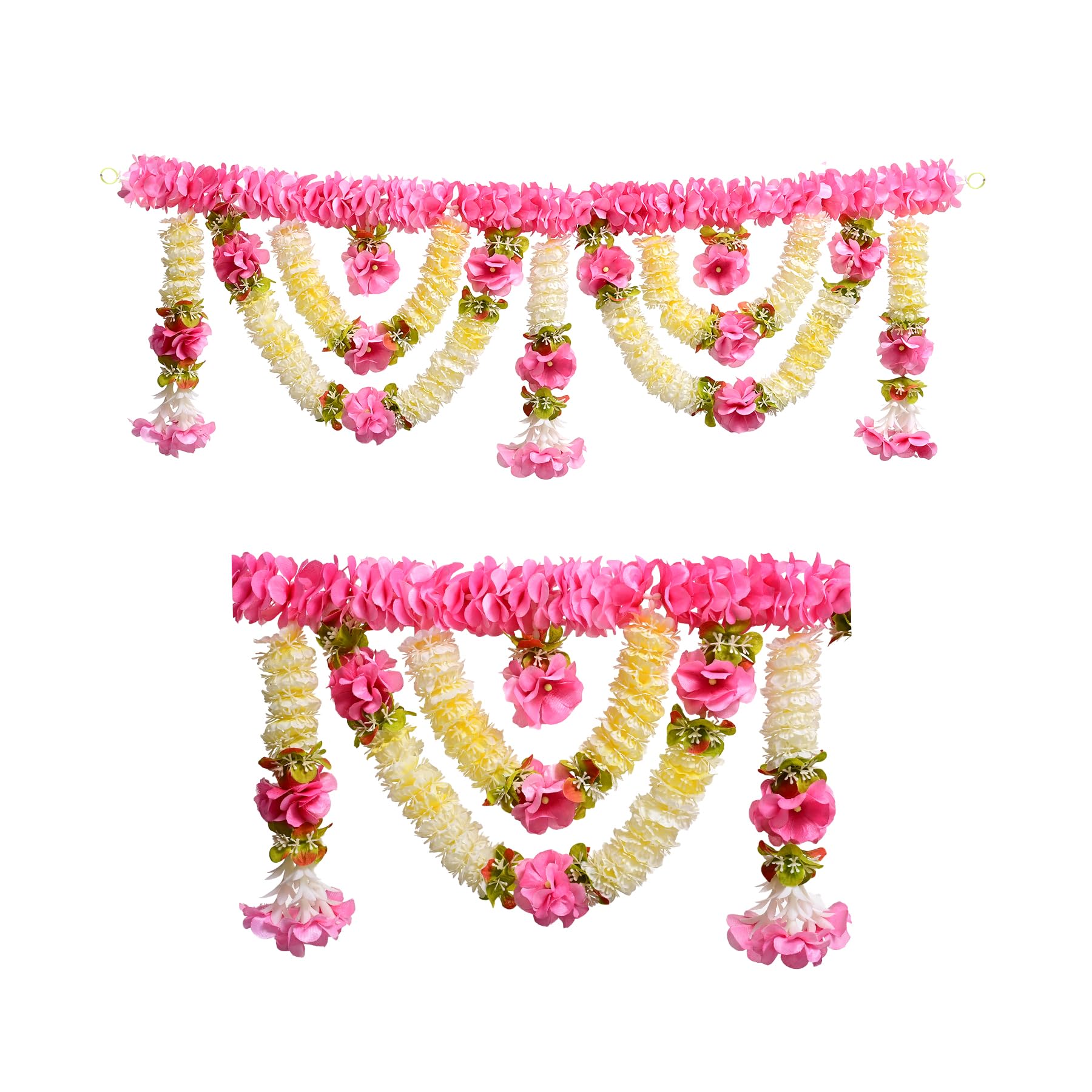 Door Toran Bandarwal with Pink Light Yellow Flowers Traditional Indian Door Hanging for Home Entrance Pooja Room Festival Decoration Housewarming Décor and Gifting (Pink & Yellow)