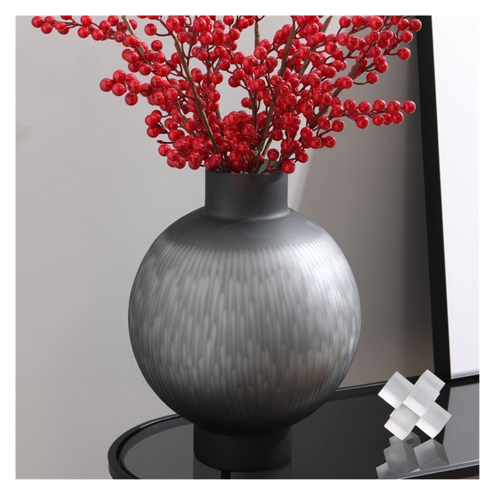 Jarrón de Flores Jarrón de Cristal, Creativo, nórdico, Ligero, de Lujo, arreglo Floral for Sala de Estar, decoración Suave a Base de Agua for Hotel Jarrón Decorativo(Medio)