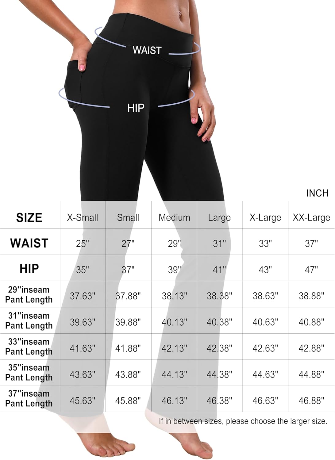 BUBBLELIME 29"/31"/33"/35" 3 Styles Women's Bootcut Yoga Pants Basic/Back Pockets High Waist Workout Tummy Control Flare - Image 6