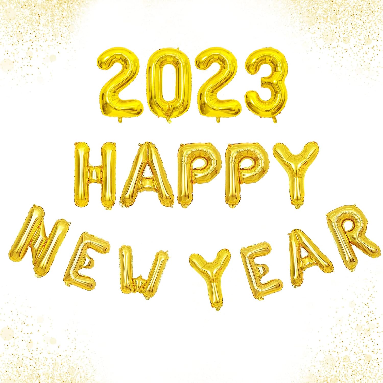 2023 Happy New Year Balloons Gold, 16 Inch Number 2023 Foil