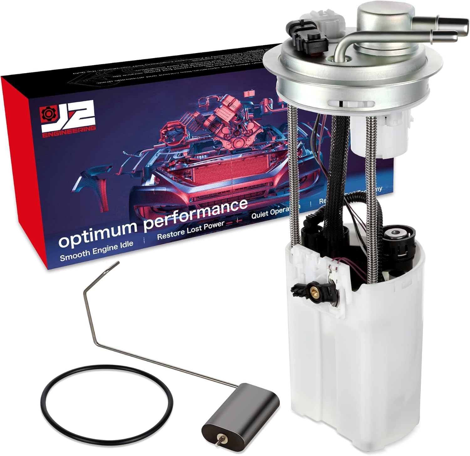 J2 Engineering Electric Fuel Pump Module Assembly Compatible with 09-13 Silverado/Sierra 1500 4.3L 6.0L Gasoline Standard Cab 97.8" Bed Replace E3818M, J2-FPM-0092