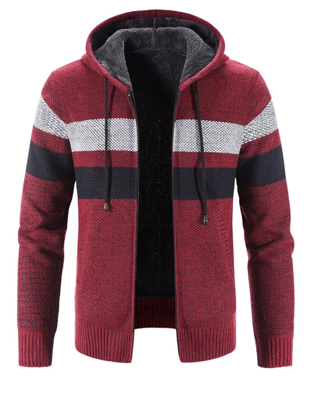 Kinkia Men's Fleece Lined Hoodie Winter Warm Full Zipper Cardigan Sweater
