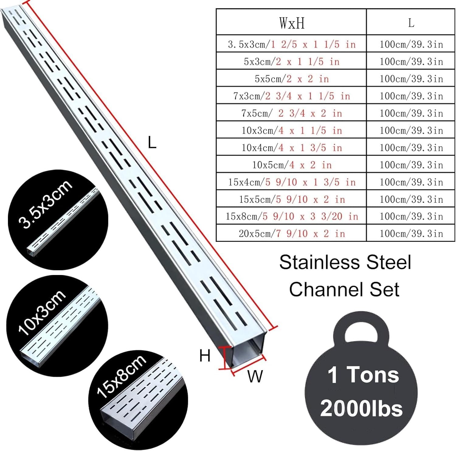 1pc Stainless Steel Narrow Drain Cover Grate - Removable Grate for Efficient Water Drainage(100cmx5cmx5cm)