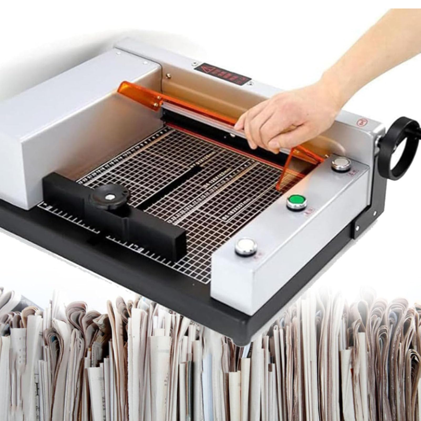 Taglierina elettrica a ghigliottina resistente, tagliacarte da scrivania con guida di taglio trasparente, taglia fino a 40 mm di spessore per cartoncino, pelle, ufficio e scuola