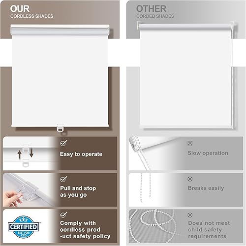 Miniatura 2 de Boolegon Persianas enrollables opacas y fáciles de instalar, sin cordones, para oscurecer la habitación, con protección UV, para el hogar, sala de