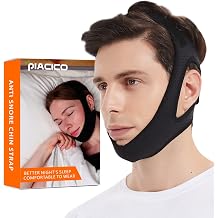 Chin Strap for Cpap Users - Adjustable Snore Stopping Device Face Mask Bandage Keeping Mouth Closed - Comfortable Anti Snoring Sleep Aid Solution Black