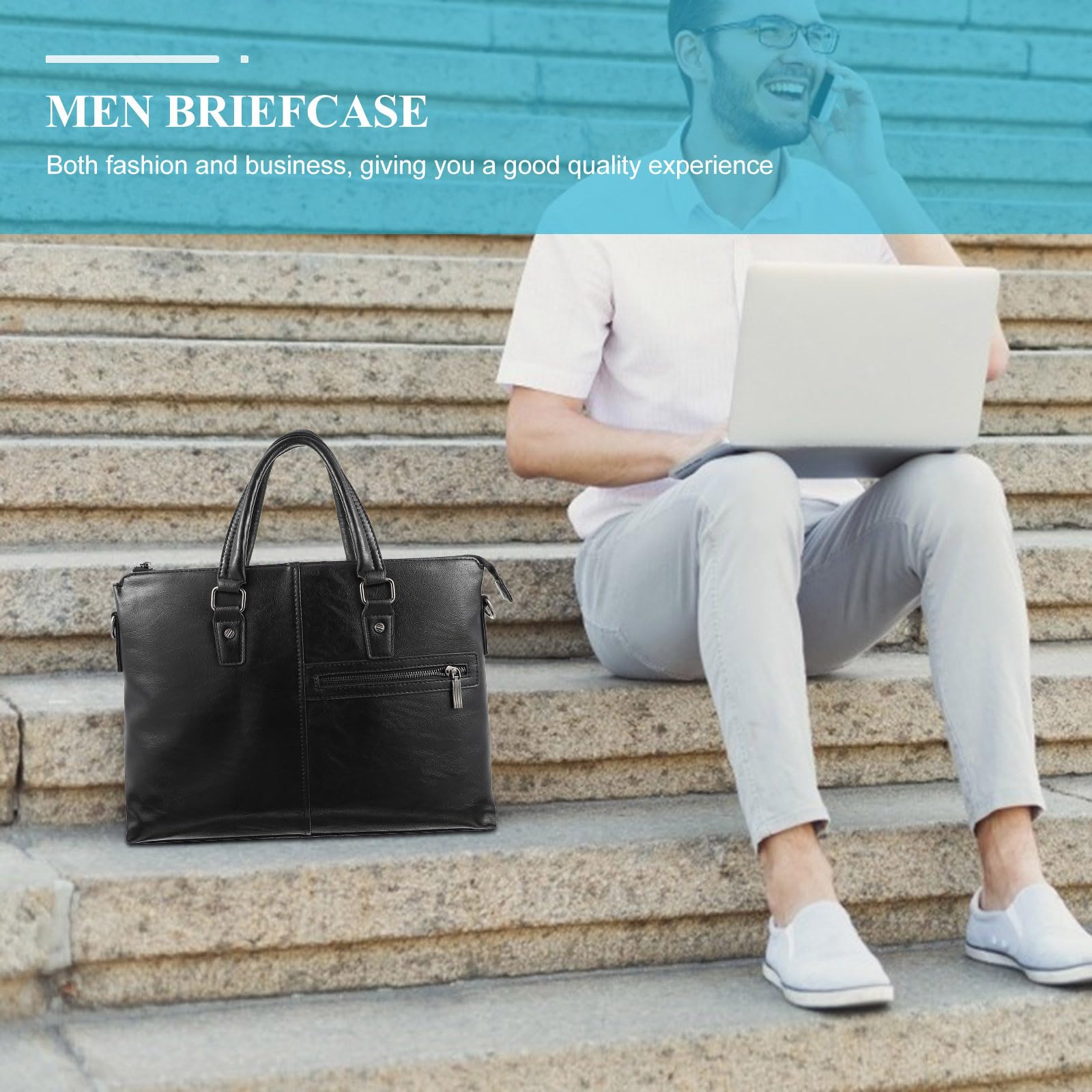 Borsa per Laptop da Lavoro Grande, in Pu Nero