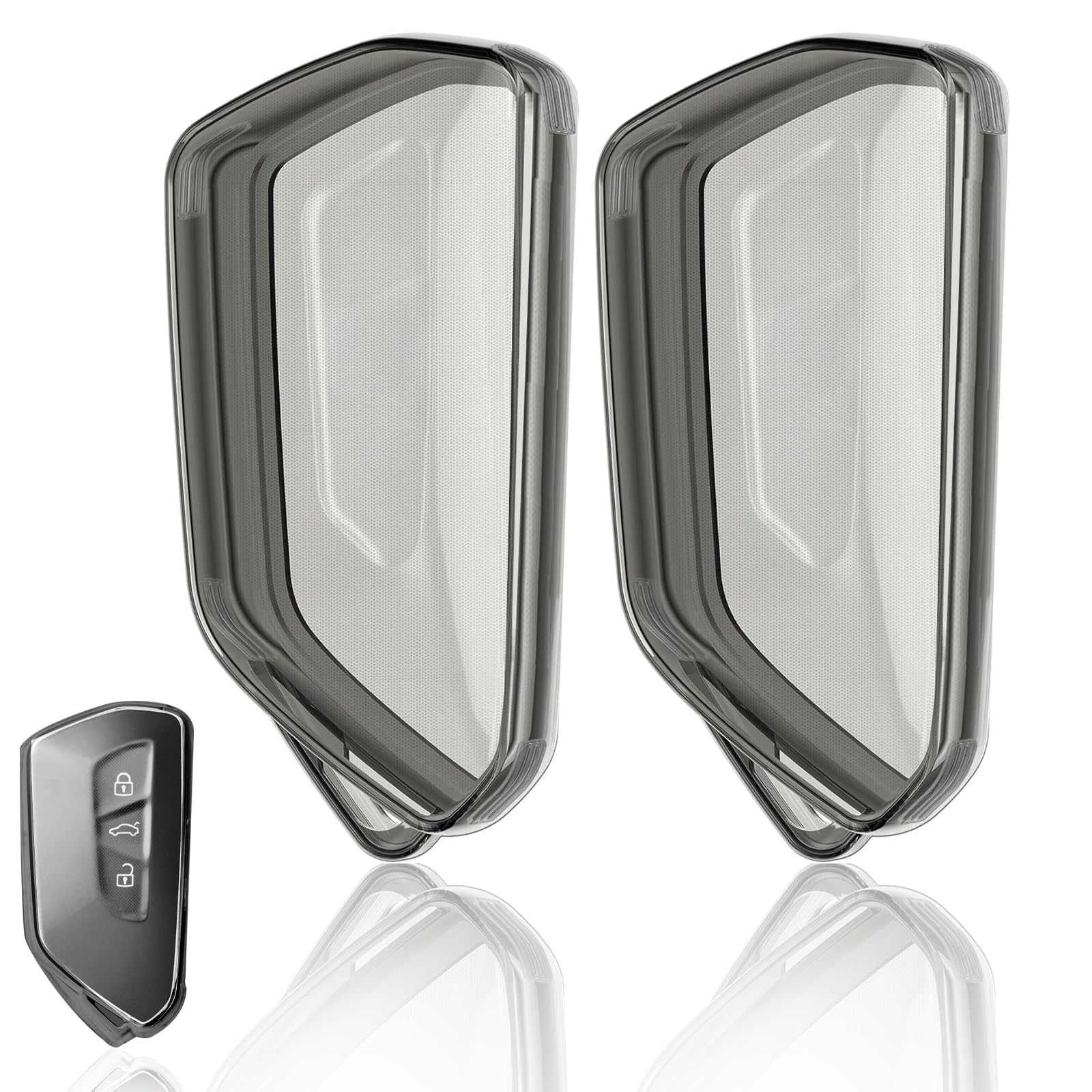 Przezroczyste etui na kluczyki samochodowe, 2 sztuki, TPU, etui na kluczyki samochodowe, 3 przyciski, do VW Lamando Teramon ID.4X, ID.3, ID.6X, Golf 8
