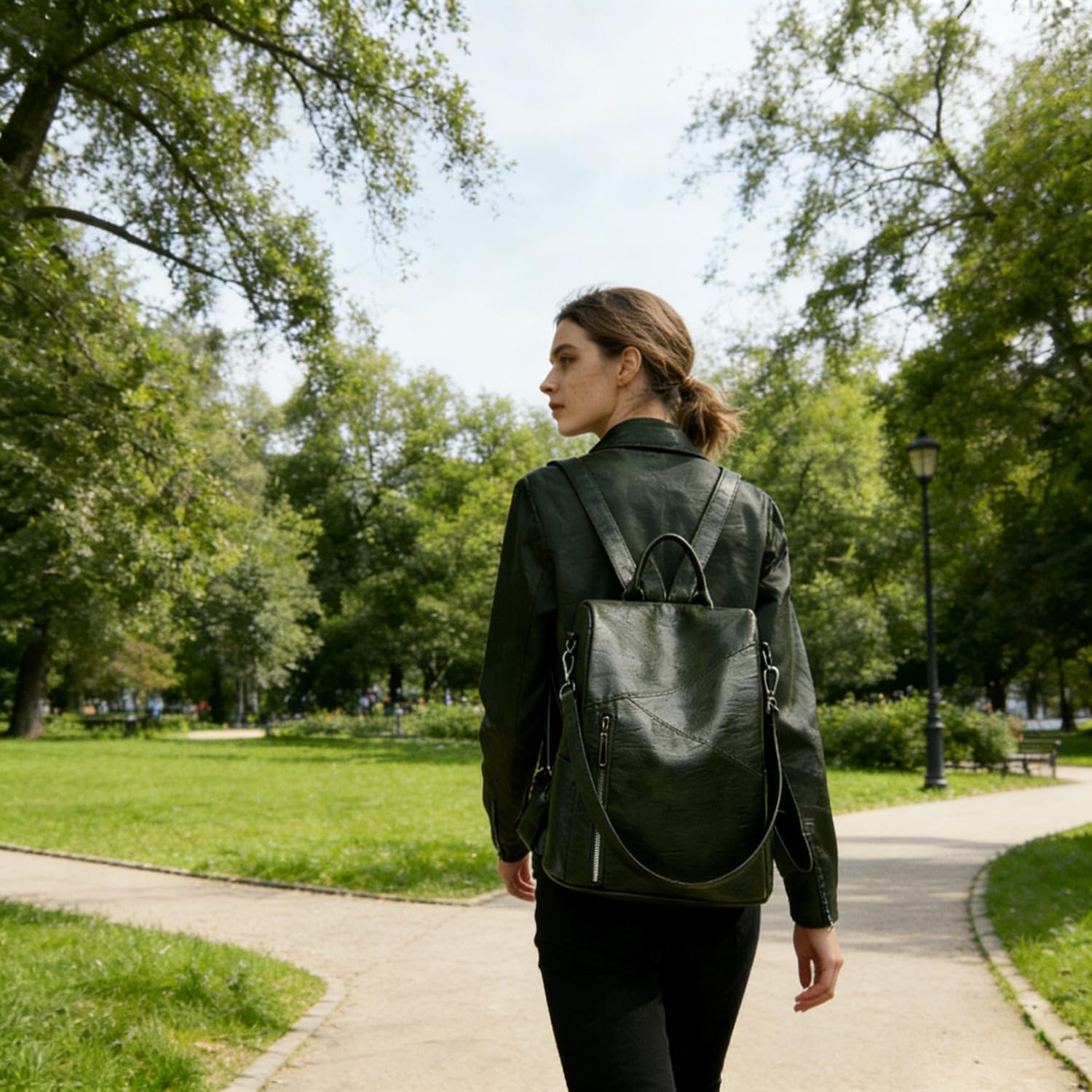YUNZLAN Mini Backpack Purse for Women Large Capacity PU Leather Shoulder Bags Fashion Light Daypack for Work Travel Gift Date (Green)