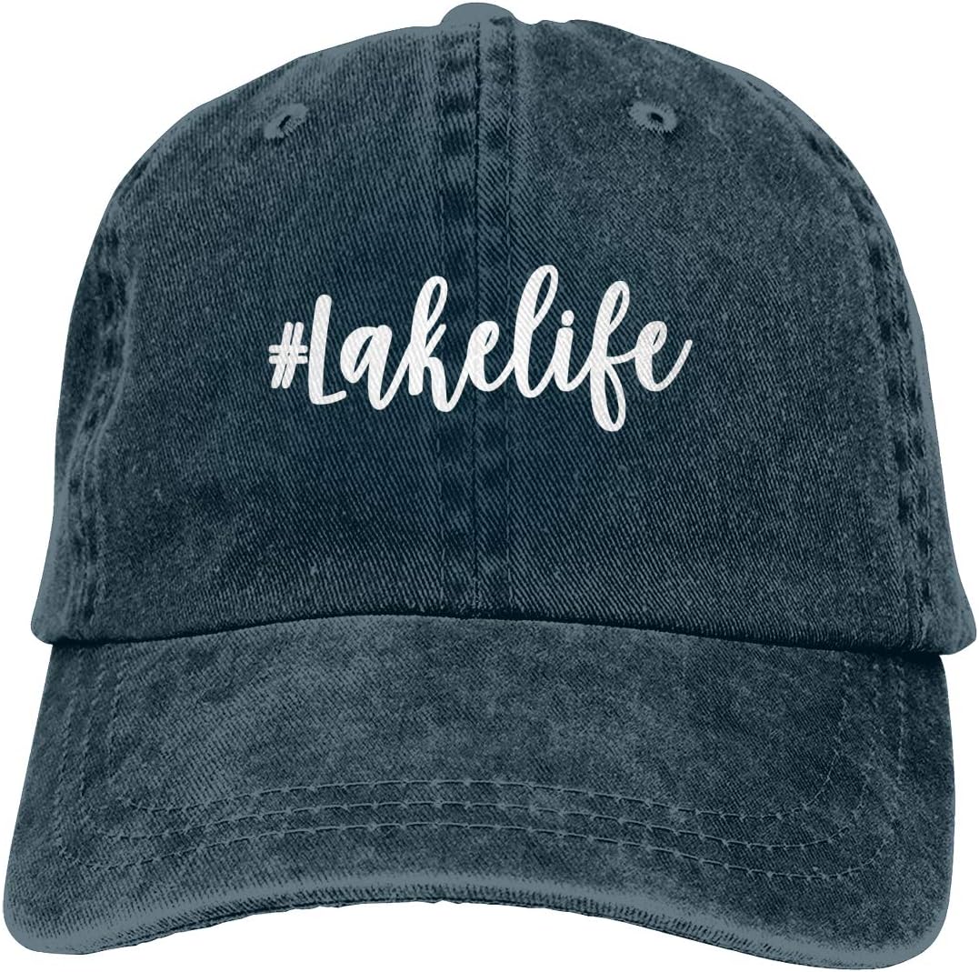 Printed Lake Life Hat Distressed Cotton Adjustable Beach Life Unisex Baseball Cap