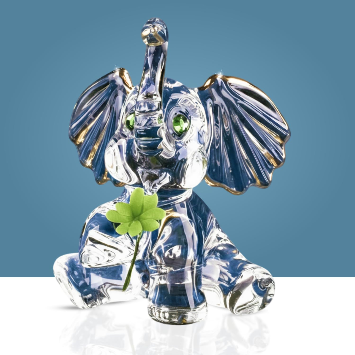 Goldia Glass Baron Lucky Elephant Figurine