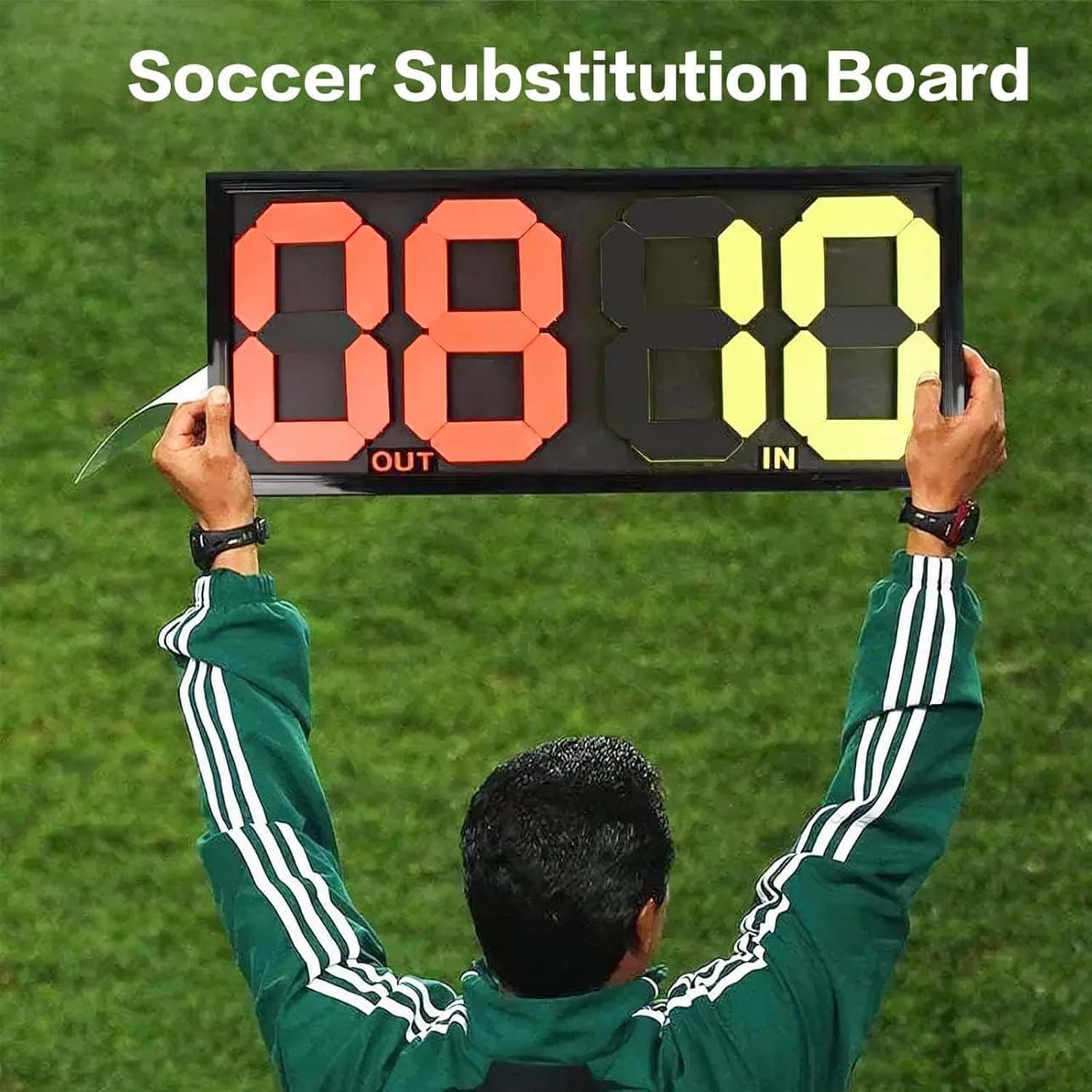 EdfYHSL フットボール置換ボード フットボールサッカー代用ボード サッカー選手チェンジボード 両面ディスプレイ 4桁 プレーヤ