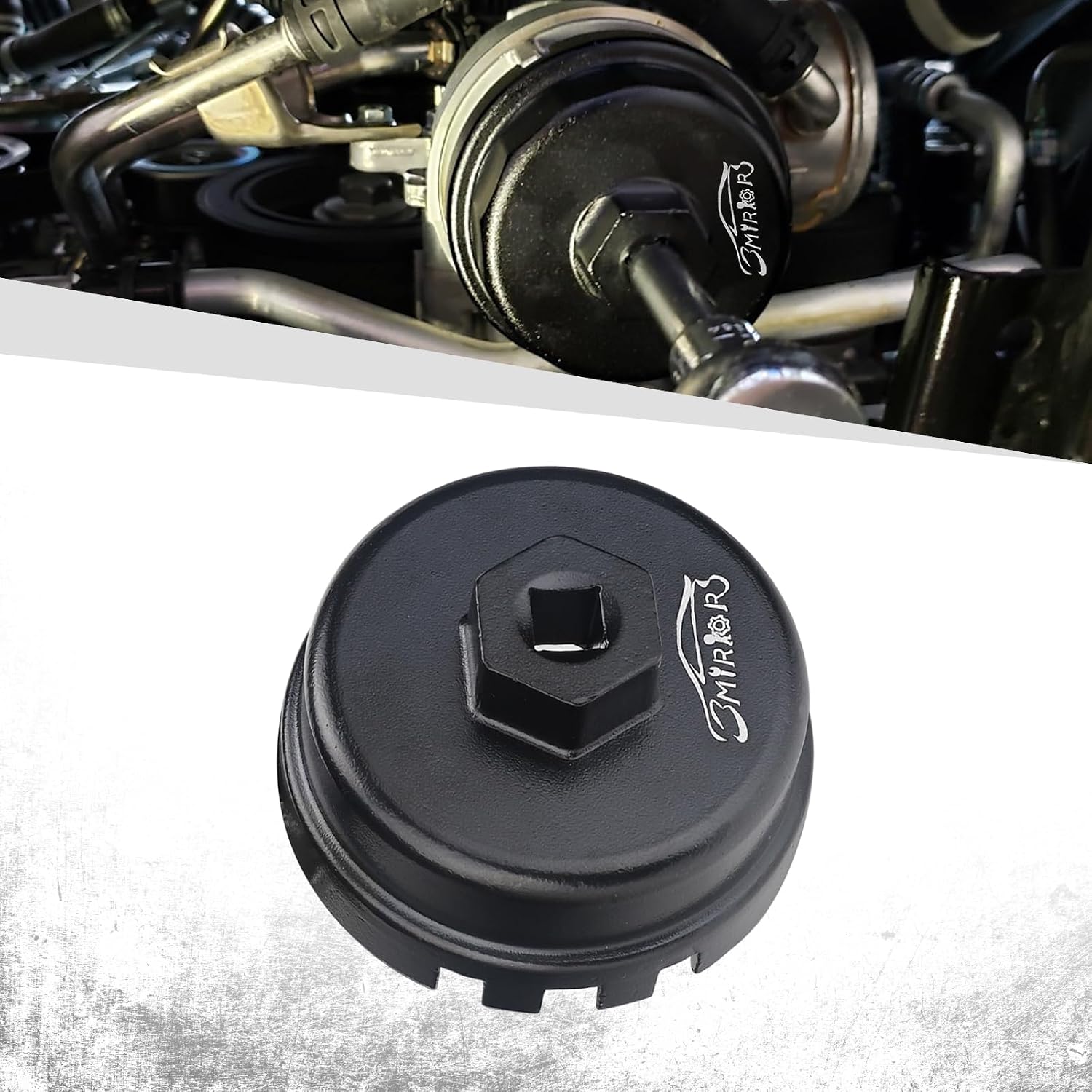 3mirrors 64mm Aluminum Oil Filter Cap Wrench Tool Compatible with Toyota Lexus Camry Corolla Highlander RAV4,14 Flute Oil Filter Removal Tool-6 Slots