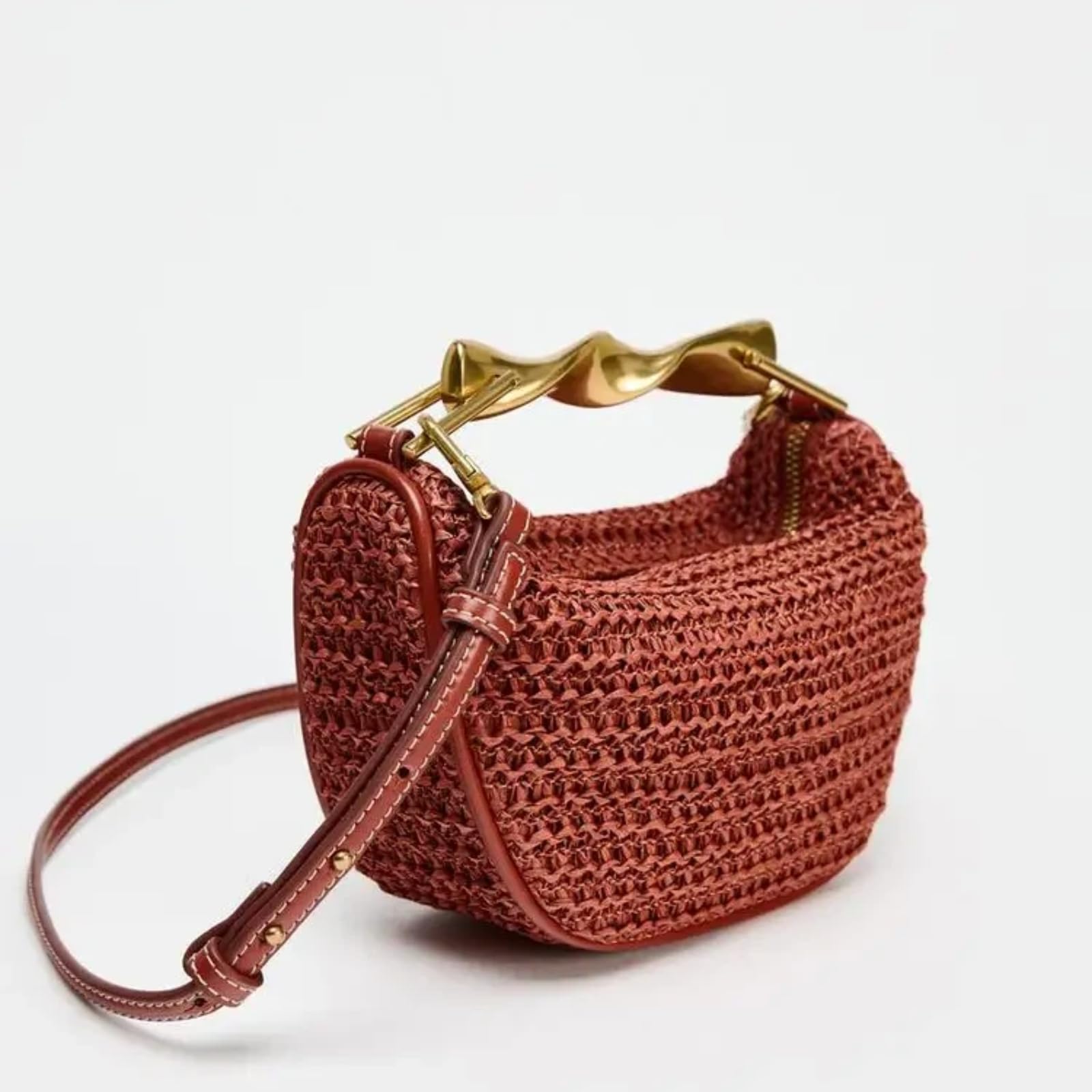 Sommerstrand-Stroh-Schultertaschen Damen-Stroh-Eimer-Handtasche gewebte Handtaschen Freizeit-Tote Crossbody