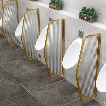 Urinal Partition Divider with Stainless Steel Frame Restroom partitions Tempered Glass Privacy Screen Public Toilet partition with Stainless Steel Fittings and Frame for use in Bars and Rest