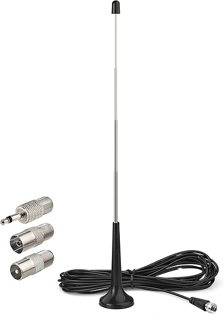 Bingfu FM DAB Radio Antenna Telescopic Indoor Radio Aerial 75 ohm F Plug Digital with Magnetic Base and 3meter Extension Cable Plus 3 Additional Adapters 4 kit for Denon Pioneer Onkyo Marantz