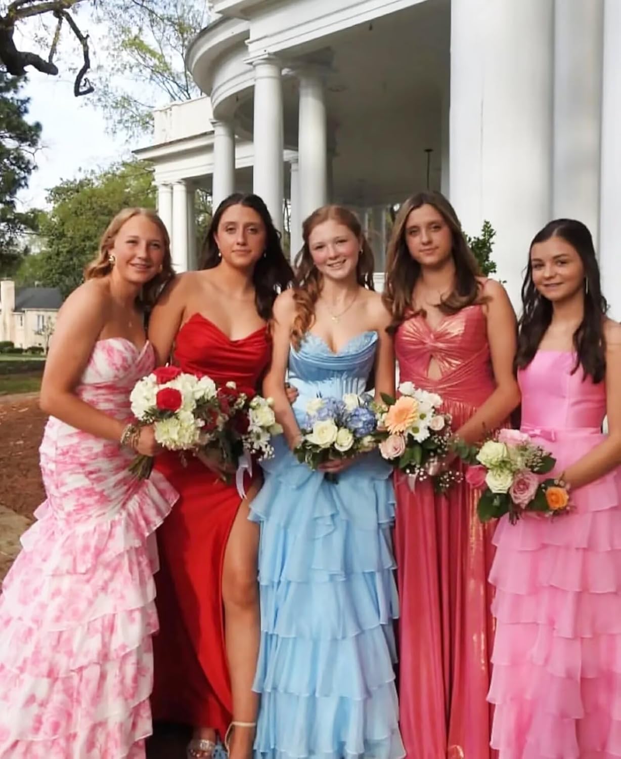 MisShow Corset Ruffle Prom Dresses for Women 2026 Strapless Chiffon Tiered Long Formal Evening Party Gown with Slit - Image 6