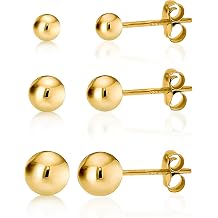 KEZEF Sterling Silver Ball Stud Earrings Hypoallergenic Earrings for Women | Available in Sterling Silver, Rose Gold, or 14K Gold Plated Silver 2mm-10mm