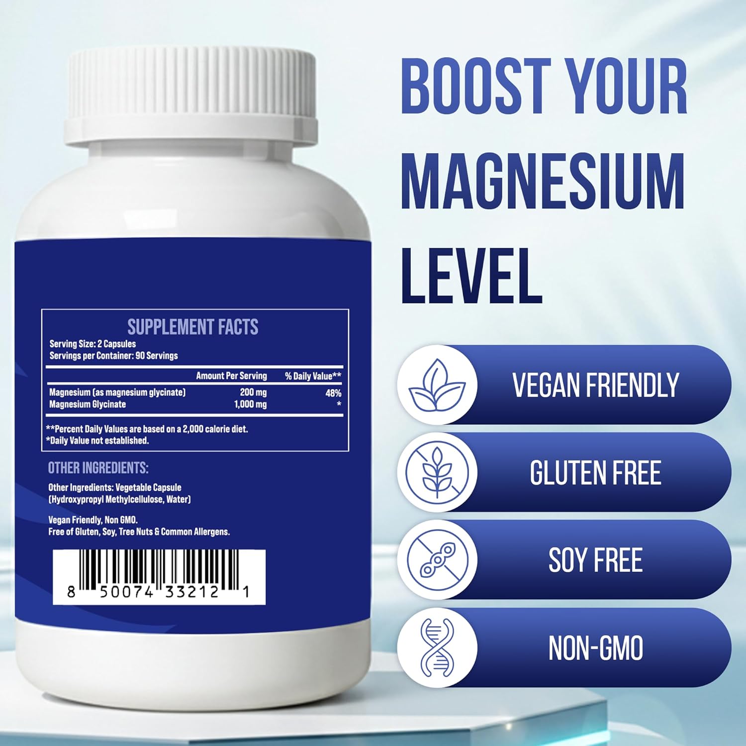 Magnesium Glycinate 1000mg - High Absorption chelated Magnesium Supplement - Supports Relaxation, Restful Sleep, Muscle Function & Bone Health - 180 Capsules - Vegan, Non-GMO - Image 3
