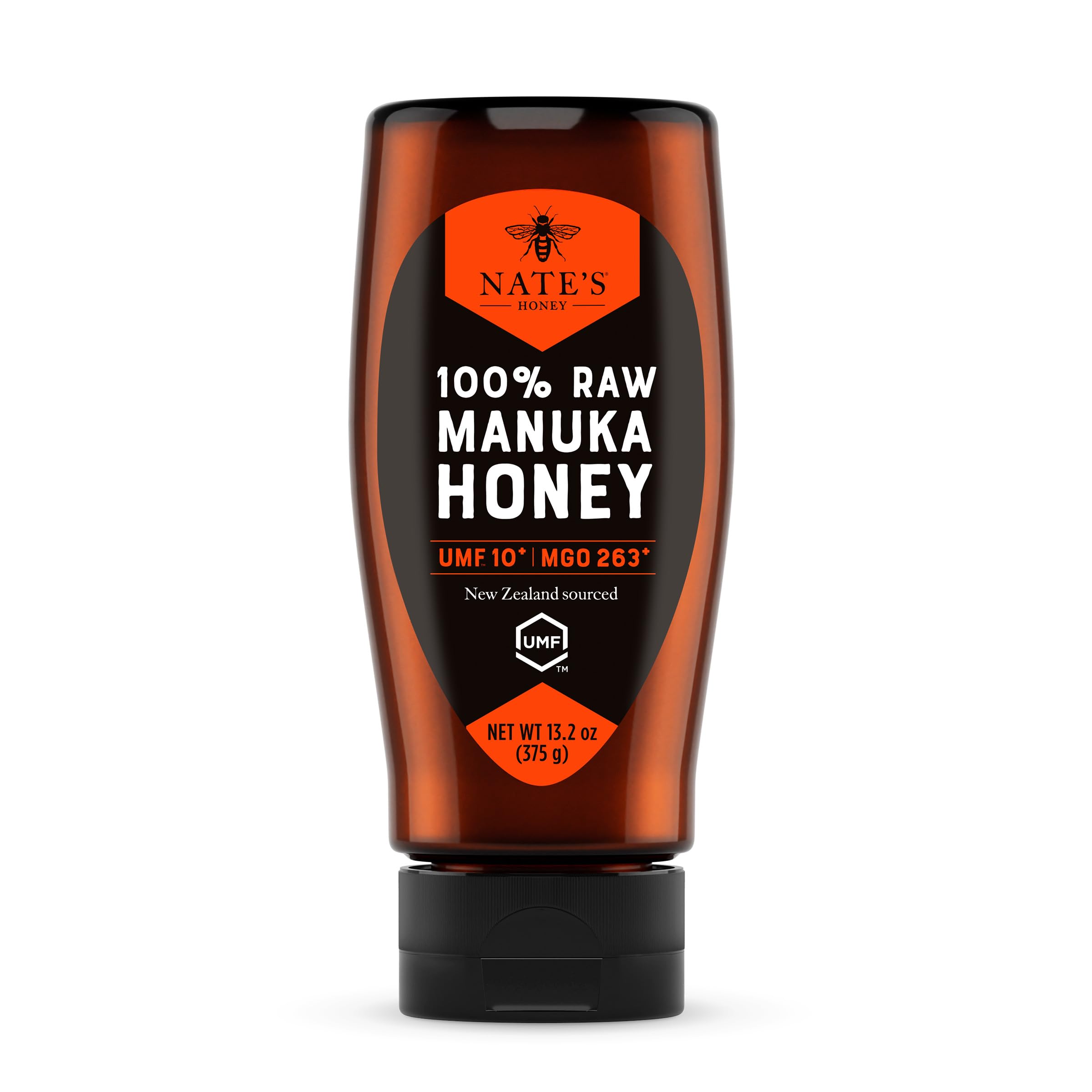 Nature Nate's | Raw Manuka Honey MGO 263+ | UMF 10+ Certified | 13.2 oz Squeeze Bottle