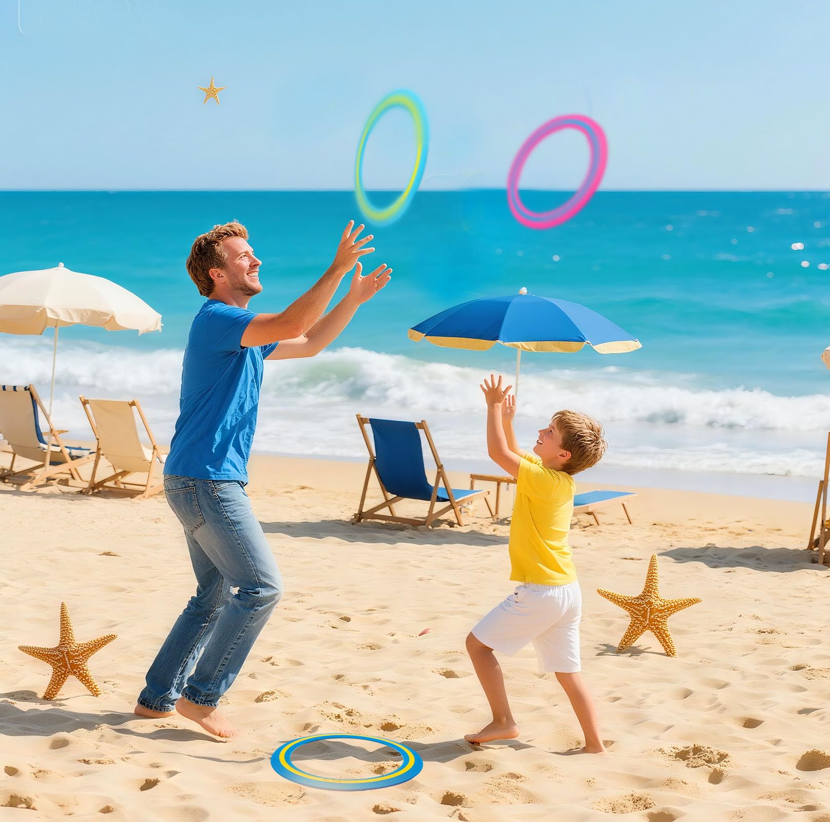Lot de 3 anneaux de lancer 25 cm Disque volant Jouet de plage pour adultes Plein air