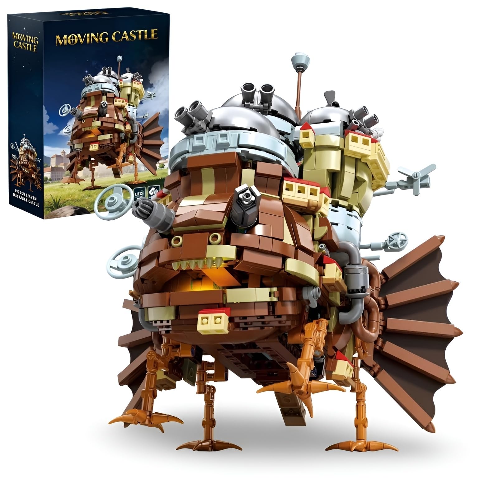 Anime Moving Castle Building Block Set, 1513 Creative Mobile Castle Building Toys with Lights, Japanese Magic Architecture Bricks Model, Collectible Birthday Gift for Adults and Fans