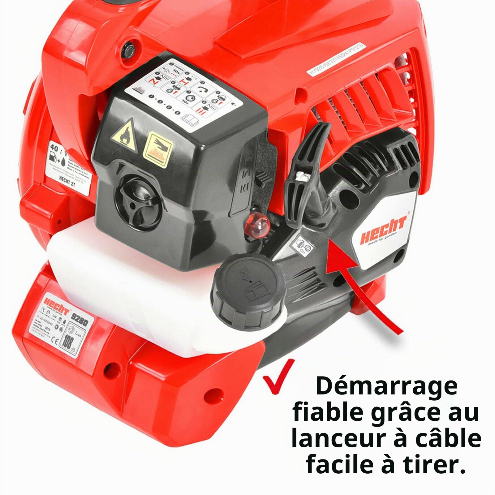 HECHT Aspirateur souffleur à essence - Avec moteur puissant à 2 temps et sac collecteur de 50 litres - Libérez votre jardin des feuilles et des débris confortablement, sans fil et rapidement