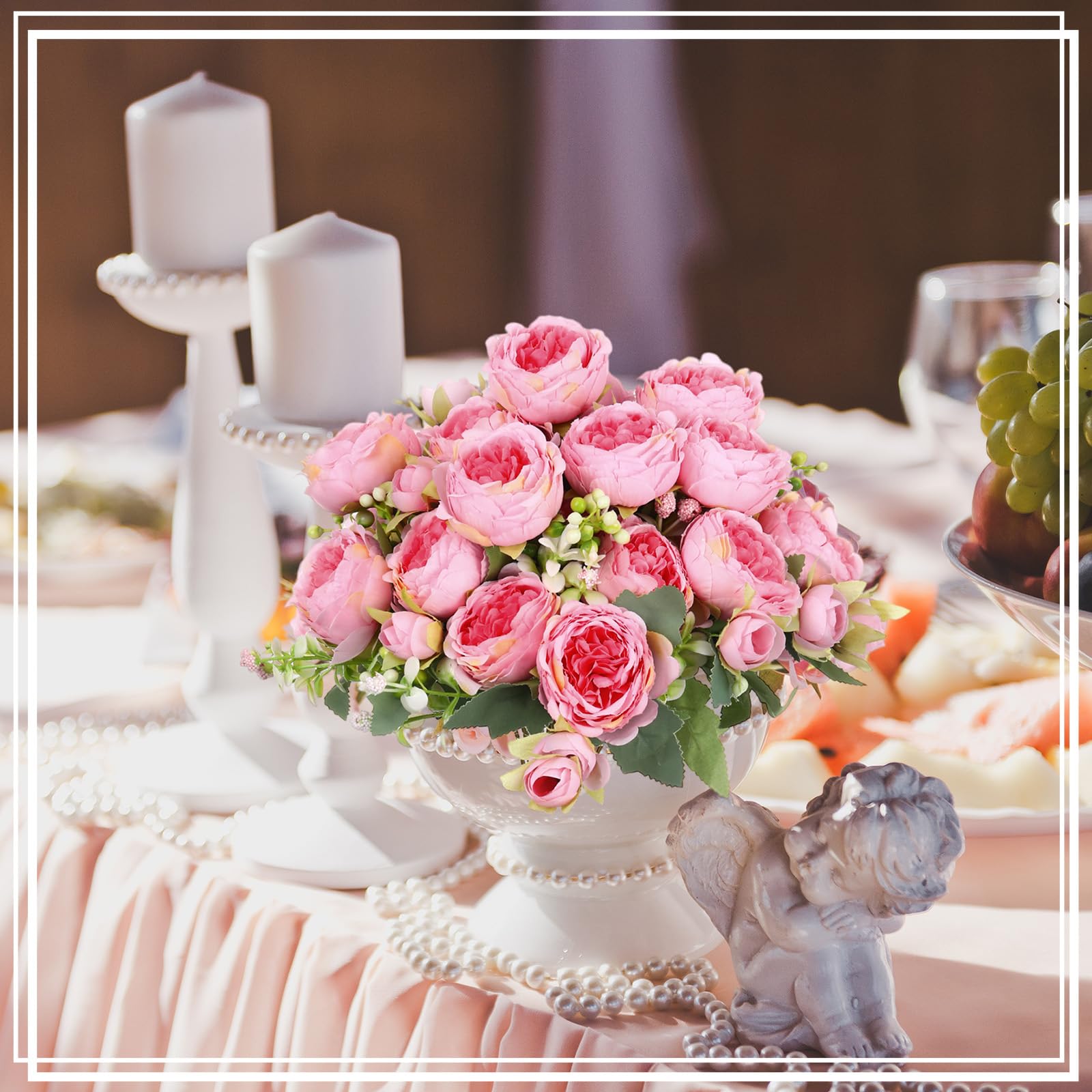 Lot De 4 Bouquets De Pivoines Artificielles En Soie - Rose Et Violet, Environ 30 Cm - Pour Décoration Maison, Mariage