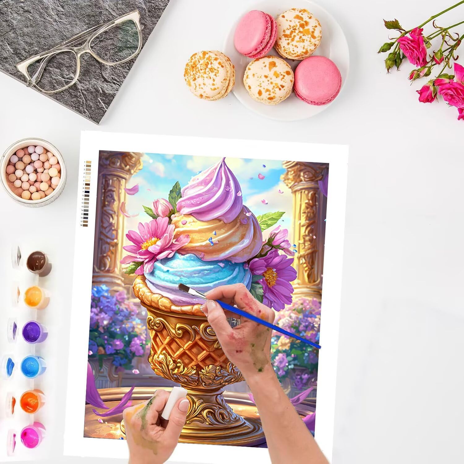 WEISHIWE Gelato Dipingere con i Numeri per Adulti, 70x90cm a-26 | Paint by Numbers Kit con Pennelli e Acrilico Pigmento, Fai da te Olio La Pittura di Numeri Kit, Decora la Casa, senza Cornice