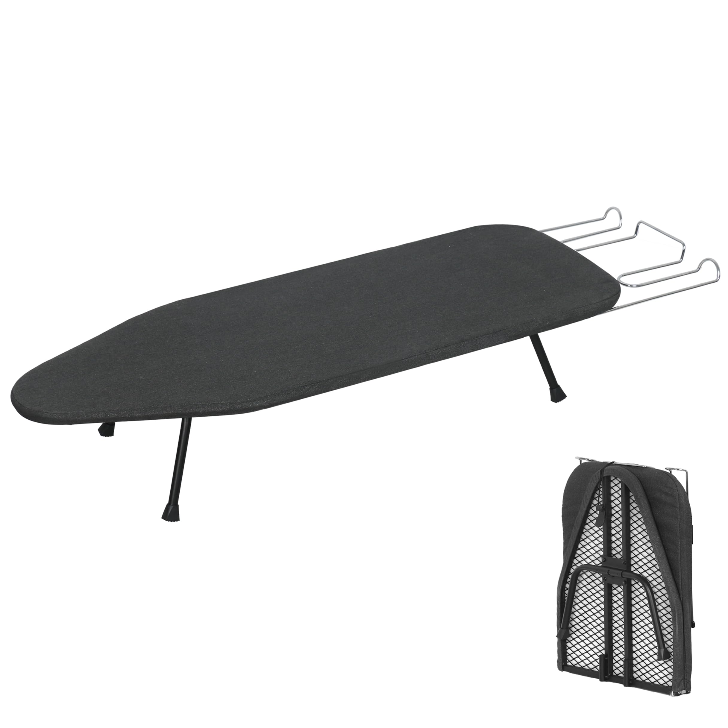 ZOESTORAGE Ironing Boards,Table Top Ironing Board with Iron Rest, Small Ironing Board with 100% Cotton Pad(8mm), Anti-slip Feet, Perfect for Home Travel, 80 x 30 cm, Black