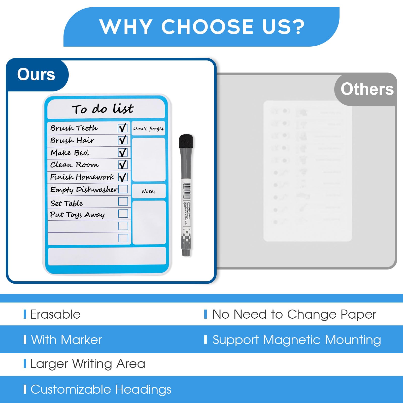 to Do List,Magnetic Whiteboard for Fridge,Dry Erase Board Chore Charts for Kids Reusable Daily Schedule Memo List Children's Chore Record Board - Image 2