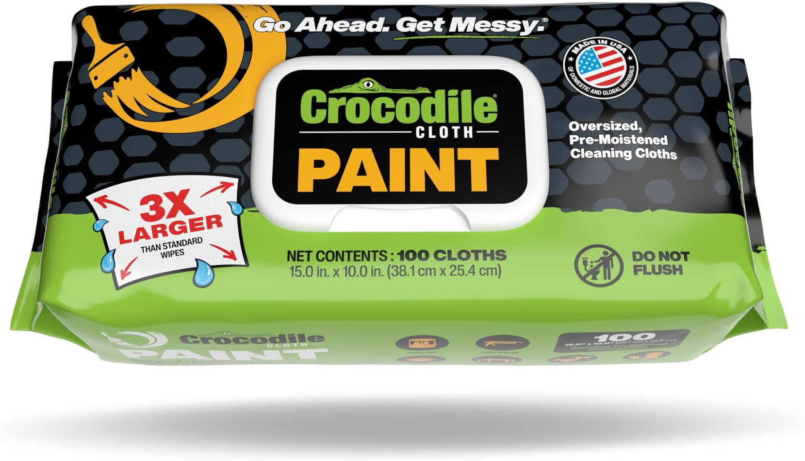 Paint Cleaning Wipes – 100 Count (15" x 10") Heavy-Duty Cleaning Cloths for Paint Prep & Cleanup, Removes Paint, Adhesive, Caulk – Ideal for Painters, Contractors, Artists & DIY Work