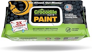 Crocodile Cloth Paint Cleaning Wipes – 100 Count (15" x 10") Heavy-Duty Cleaning Cloths for Paint Prep & Cleanup, Removes Paint, Adhesive, Caulk – Ideal for Painters, Contractors, Artists & DIY Work