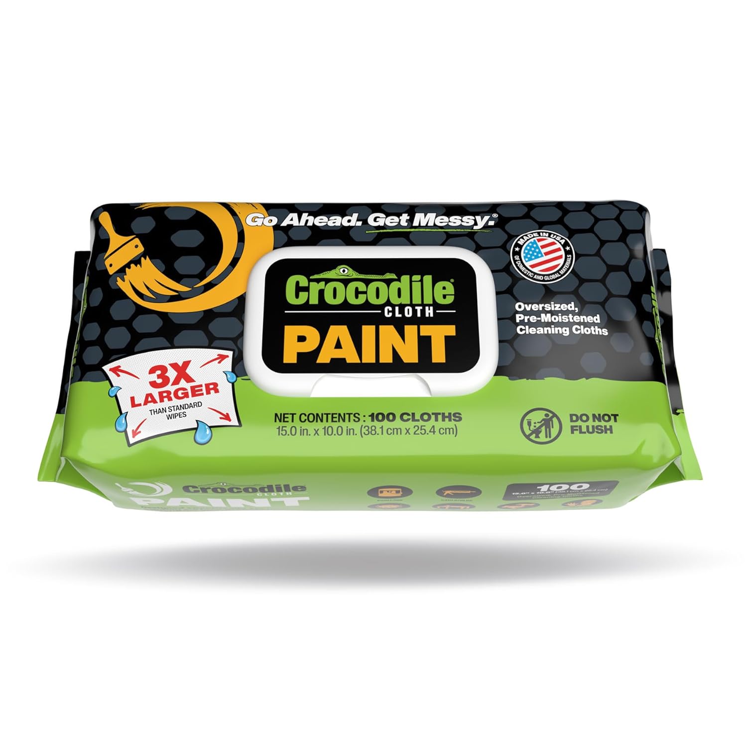 Crocodile Cloth Paint Cleaning Wipes 100 Count 15 x 10 Heavy-Duty Cleaning Cloths for Paint Prep Cleanup Removes