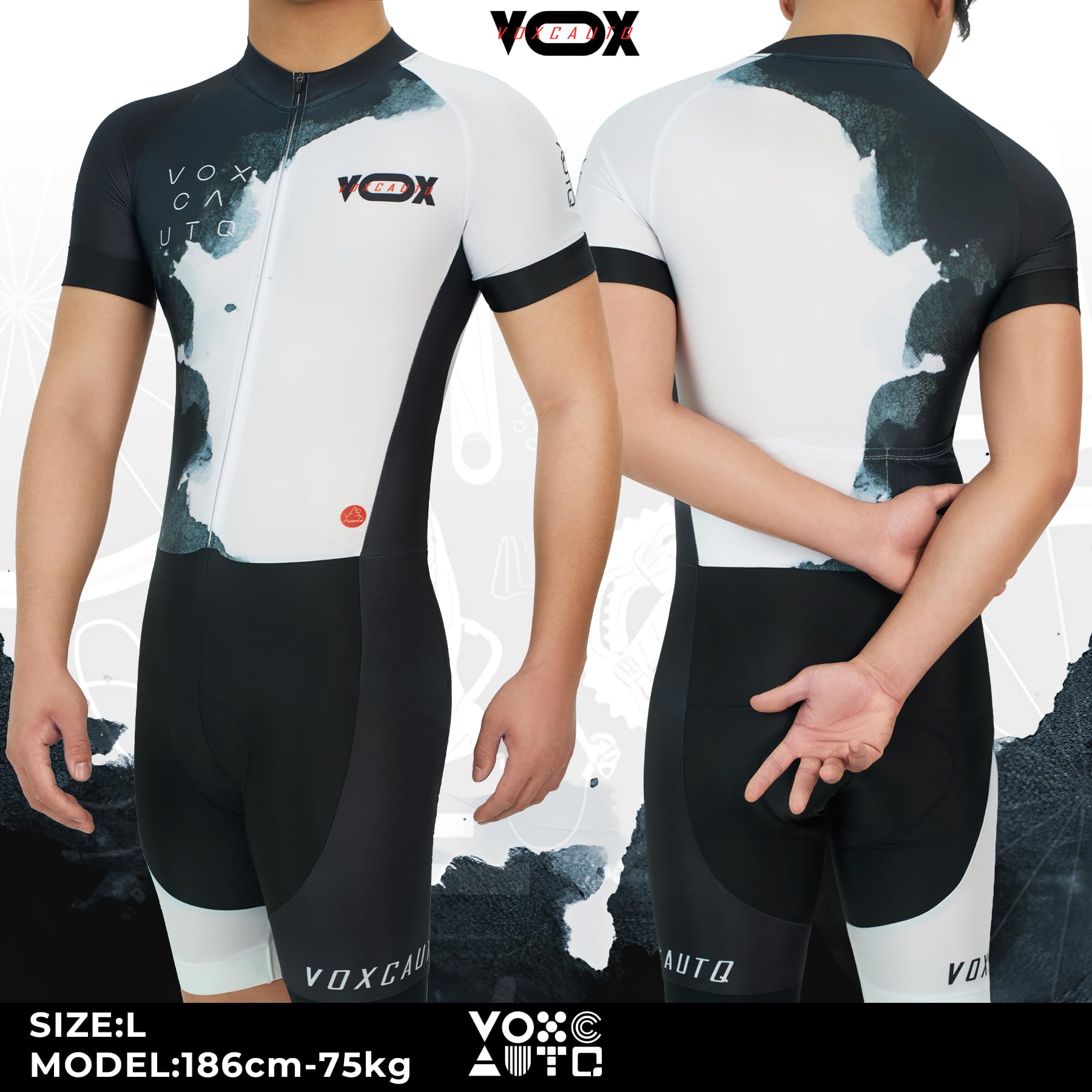Mono Ciclismo Hombre Manga Corta con Badana Engrosada | Trisuit Traje de Bicicleta Carretera para Larga Distancia | Ropa para Indoor Cycling, Spinning & Triatlón