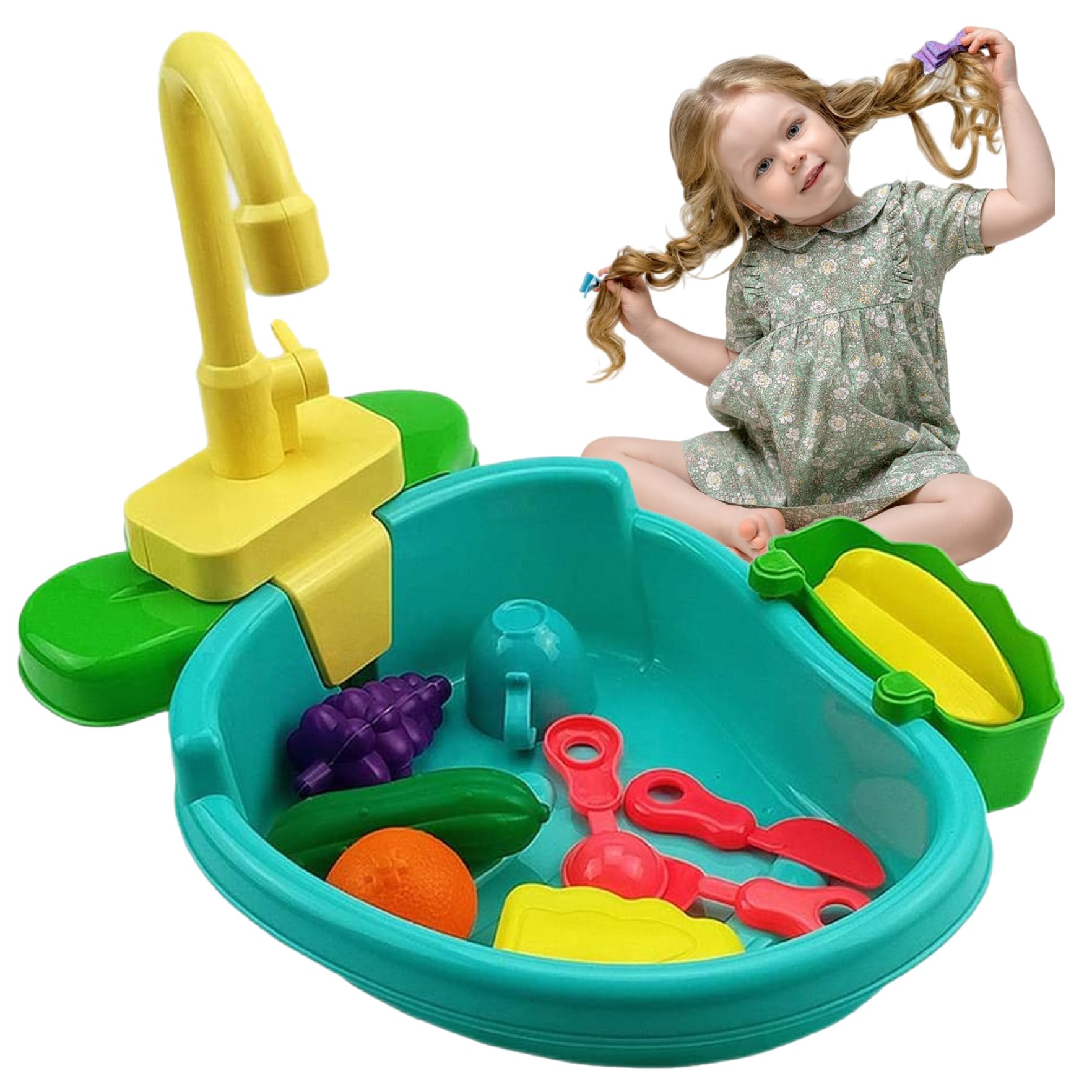 Évier de jeu pour enfants avec robinet rotatif pour autonomie et motricité fine