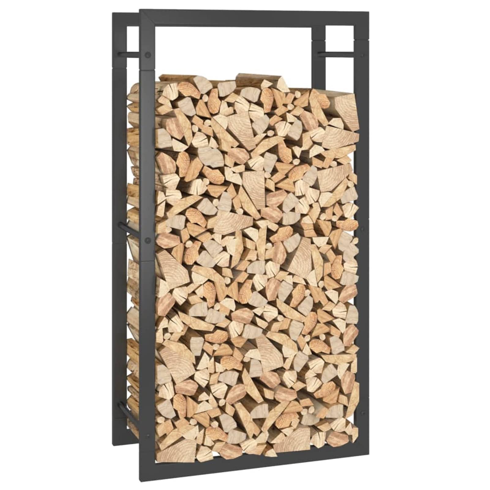 Estante para Leña de Acero Negro Mate - Capacidad para Secar y Almacenar Madera, Dimensiones 50 x 28 x 94 cm, Diseño Resistente a la Intemperie, Para Chimeneas y Quemadores
