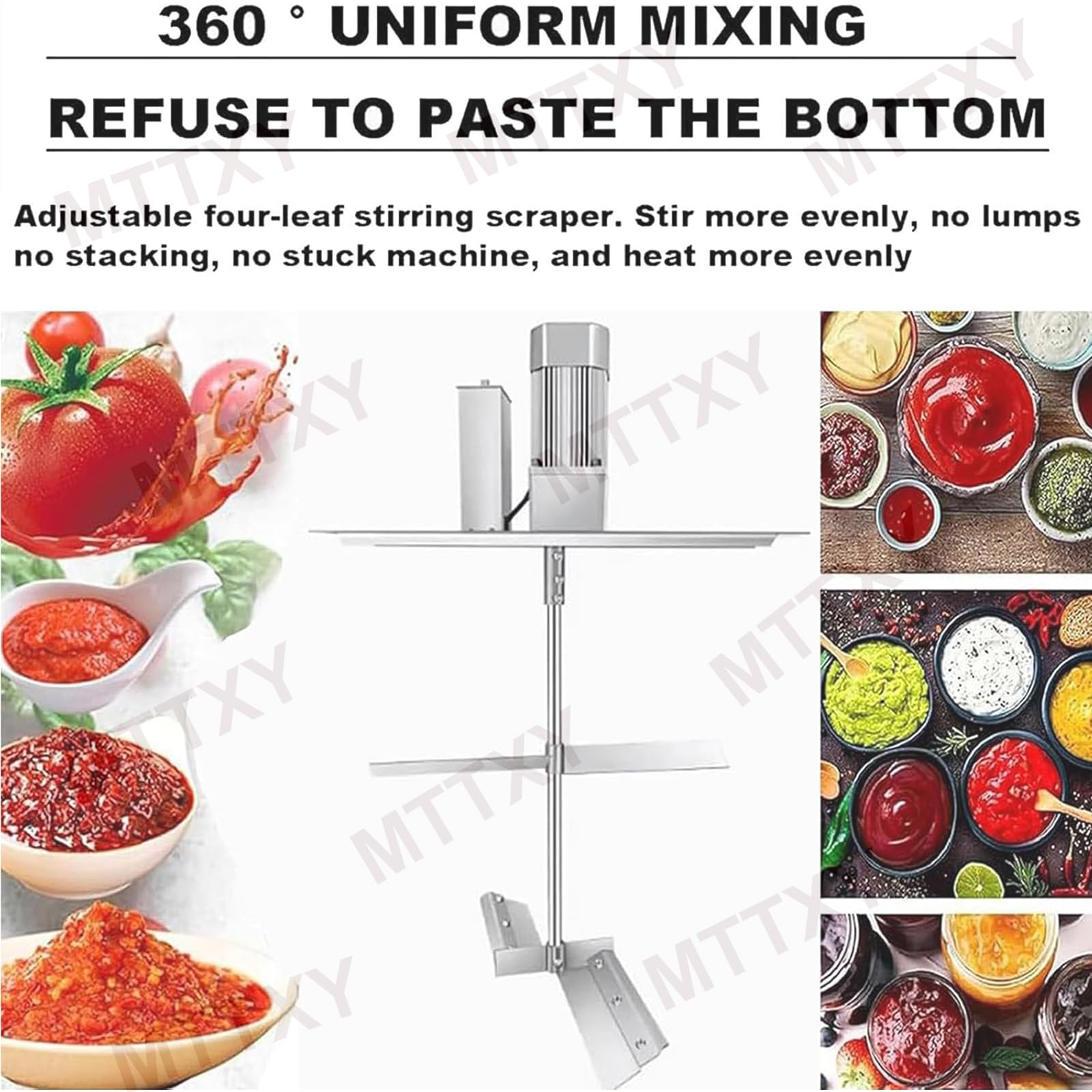 Mezcladora automática de alimentos (20L/25L/40L) Agitador de salsas y máquina de cocción con función de temporizador, Agitador para bases de sopa y condimentos de Hot Pot,25L