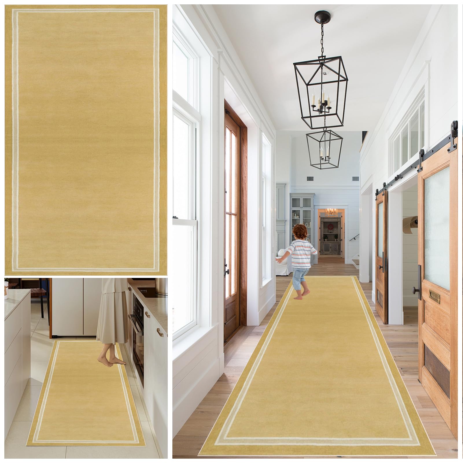 Qemgrste Runner Rug for Hallway Long Hall Carpet Runners Hall Runners Non Slip Washable Kitchen Carpet Runner Rug Absorbent Door Runner Mats Hall Runner for Entryway for Hallway Laundry 90 x 100 cm โ image 1