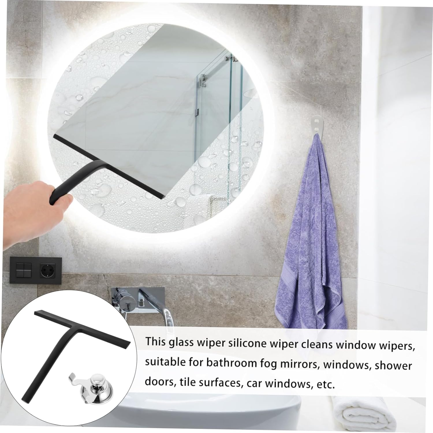 Baluue 1pc Window Wiper Cleaning Tool for Tile and Car Windshield and Easy to Use Hook for Efficient Home and Vehicle Cleaning