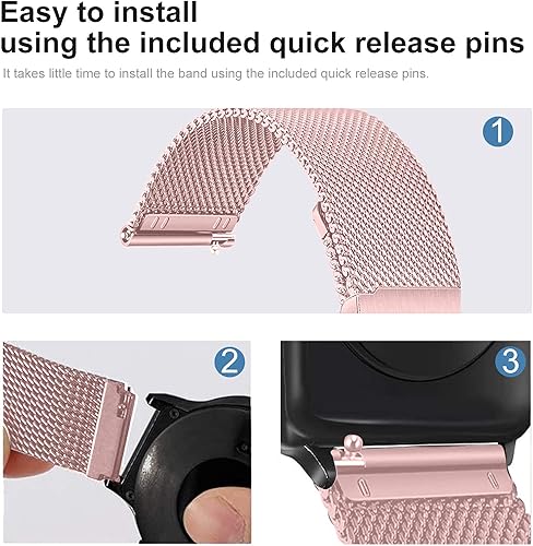 Vista 8 de Harikiri Correa de metal compatible con ID205L, correa de repuesto de 0.75 pulgadas para Veryfitpro, Yamay Fitness, GRV, Willful, Popglory, Rosado