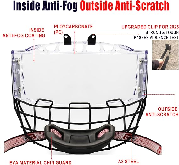 GY PC300 Hockey Helmet Cage & Face Shield Protector Combo