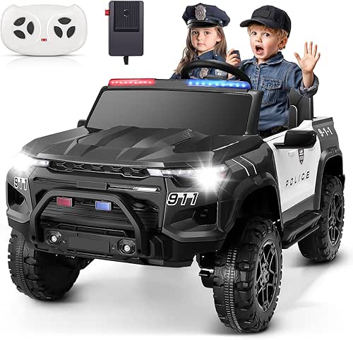Hikole 24V Ride on Police Car for Kids 4-8, 20"