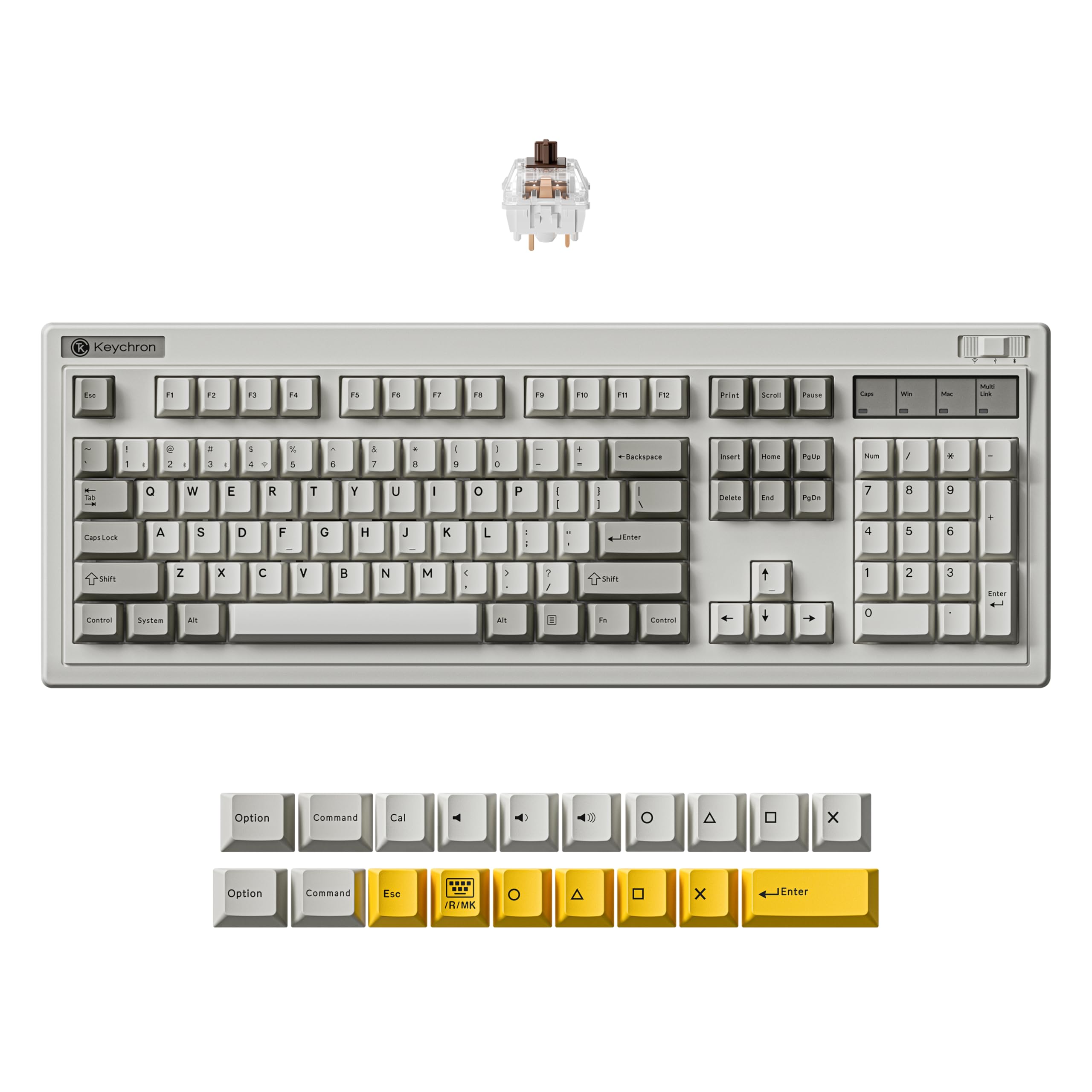 Keychron R6 Retro Wireless Mechanical Keyboard, 100% Full Size Hot Swappable RGB Super Brown Switch, QMK Tri-Mode(2.4 GHz/Bluetooth/Wired), Compatible with Mac PC Linux-picture-33