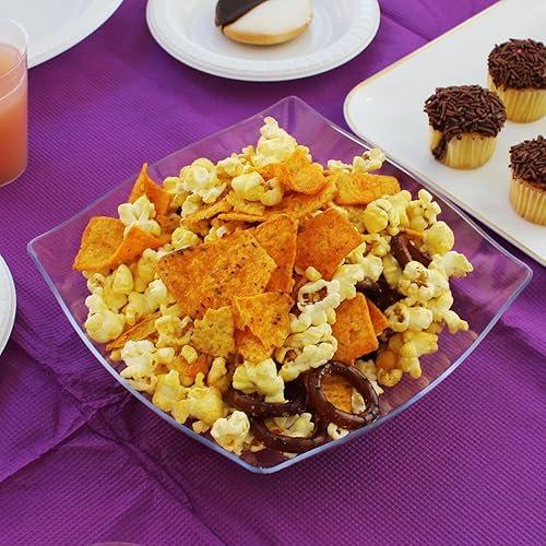 Miniatura 8 de PARTY BARGAINS Cuencos cuadrados de plástico de 128 onzas  1 paquete, transparentes, resistentes, inastillables, desechables, cuencos de ensalada de