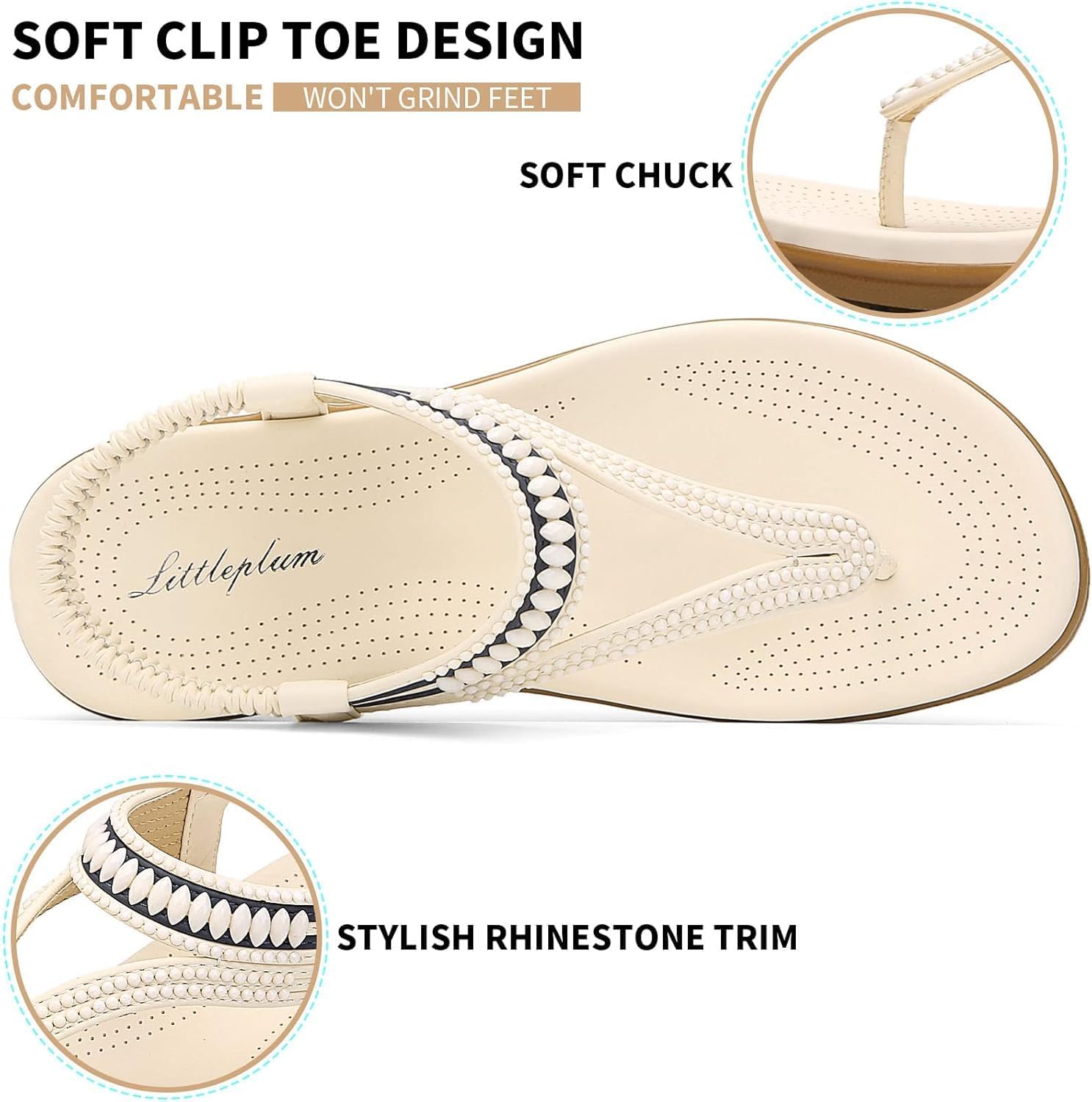 Littleplum Womens Sandals Comfort Arch Support Sandals Summer Walking Shoes Casual Ankle Elastic Flip Flops Shoes - Image 3