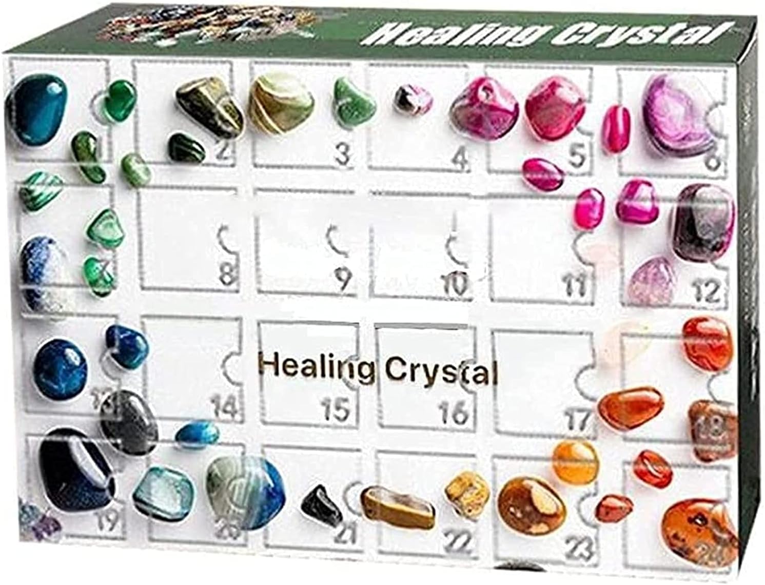 クリスタルアドベントカレンダー ロック ミネラルキット 24個の宝石 おトク サプライズギフトボックスに適用します 子供向けのクリスマスアドベント カレンダーのおもちゃ クリスマスホームガーデンデコレーション 耐久性のあるデザイン