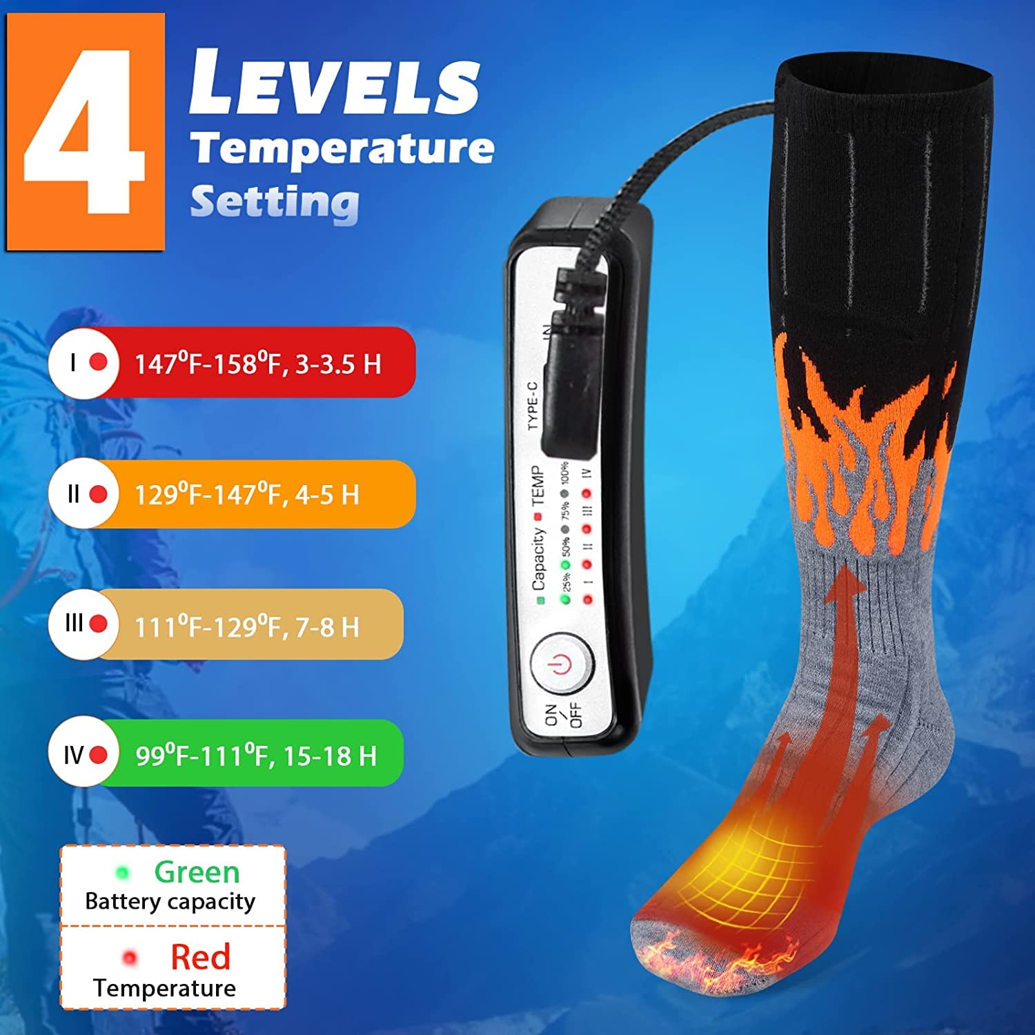 Rechargeable Battery Sunwill Heated Socks Sun Will Heated 2200mah